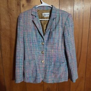 Helene Sidel Jacket Women Size 6 Rainbow Boucle Knit Academia 100% Silk Preppy
